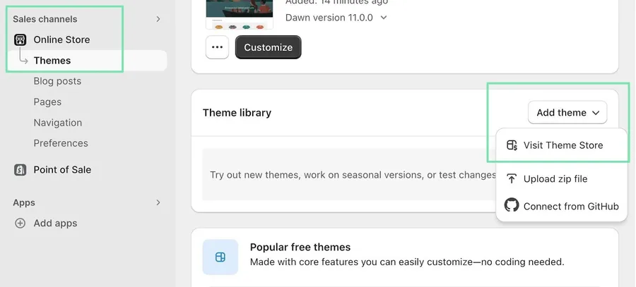 Add a Shopify Theme