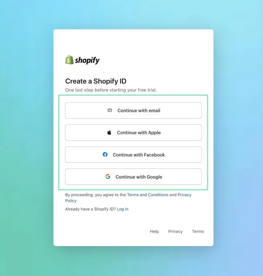 Create a Shopify Account