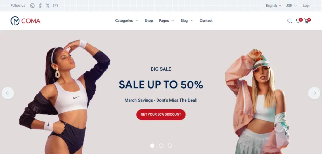 COMA Best Shopify Theme for SEP