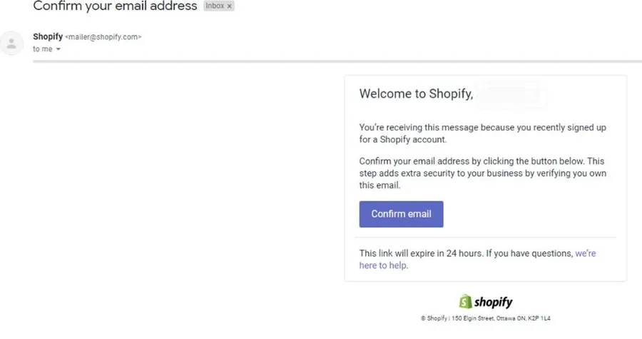 Confirm Shopify Partner Email