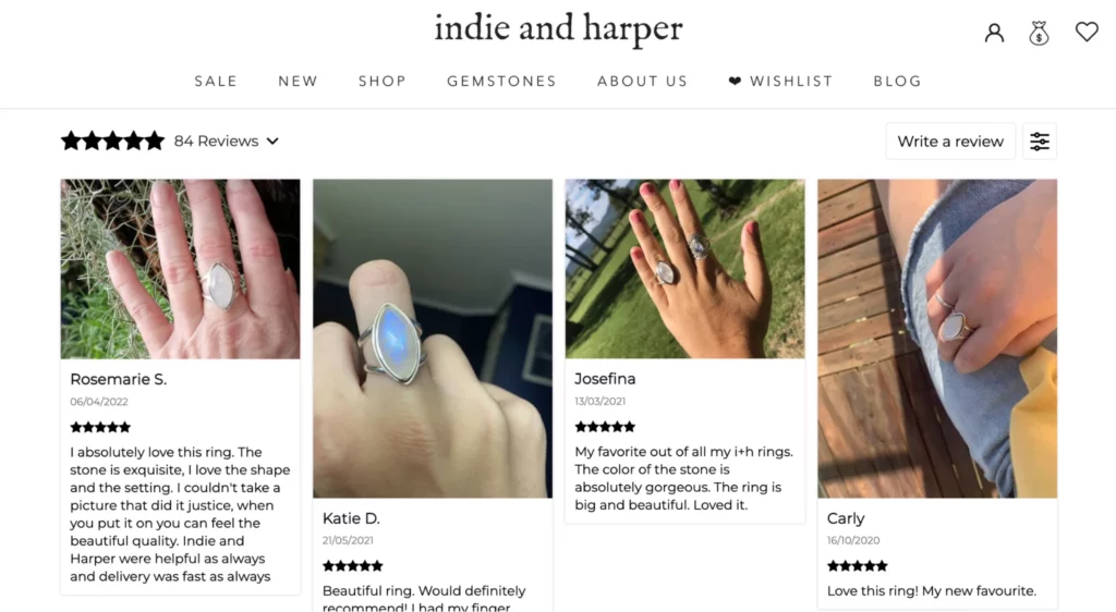 Indie and Harper create a visual review experience with UGC