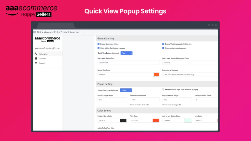 Quick View and Color Swatch by Aaaecommerce Inc