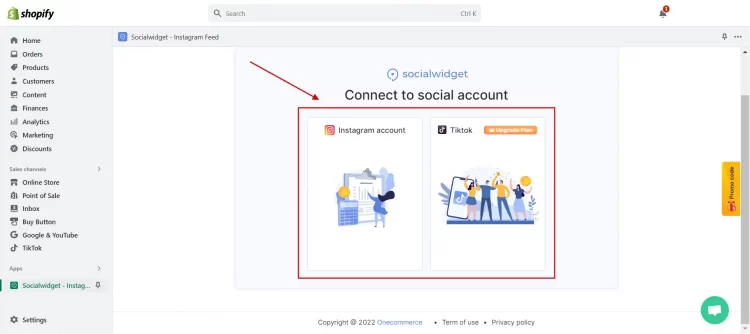 Connect Socialwidget to a Social Account