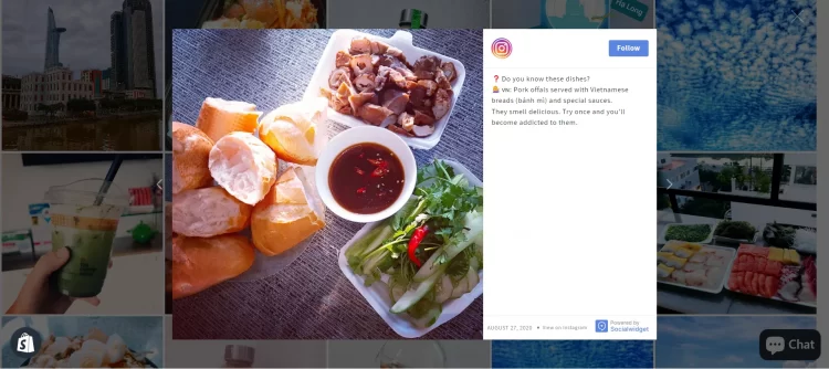 A demo of Instagram posts appears on Shopify.