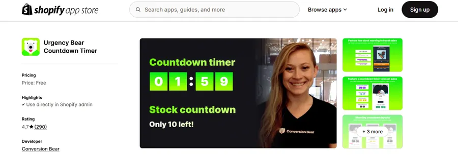 Urgency Bear Countdown Timer