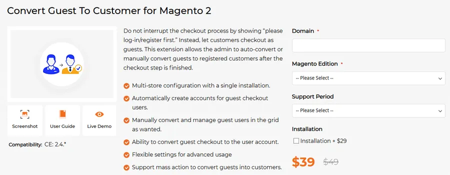 Dolphin Convert Guest to Customer for Magento 2