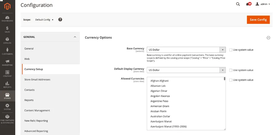 Magento 2 Currency Setup